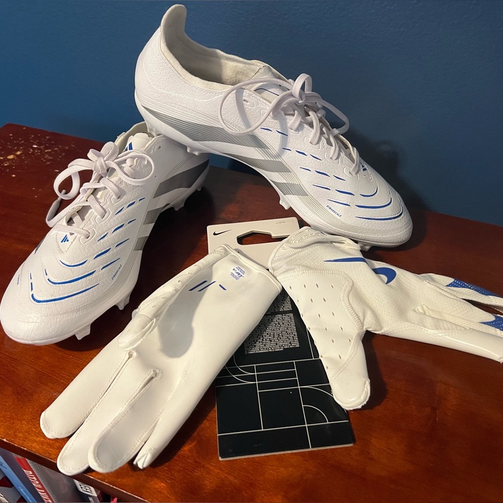 Adidas Soccer/Football Cleats with New Nike Gloves — Shoes Used Once!